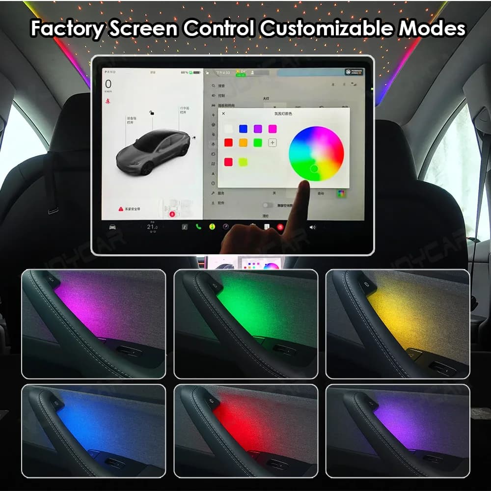 إضاءة محيطة جديدة لمقبض باب موديل Y جونيبر، إضاءة جيب باب موديل 3 هايلاند، مصباح LED داخلي للسيارة - 2