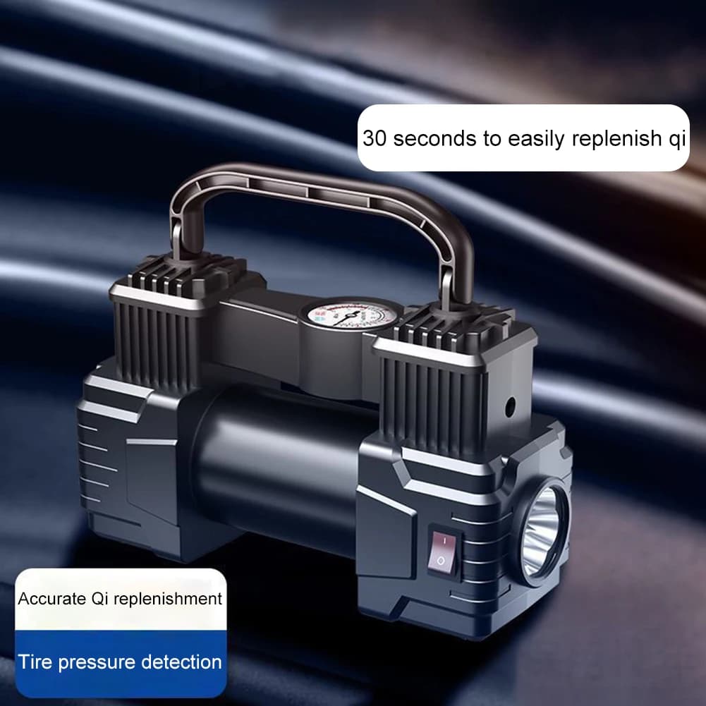 12V 150PSI Mini Air Compressor Dual Cylinder Heavy Duty Tire Inflator with LED Light Car Electric Air Pump Auto Inflatable Pump - 5