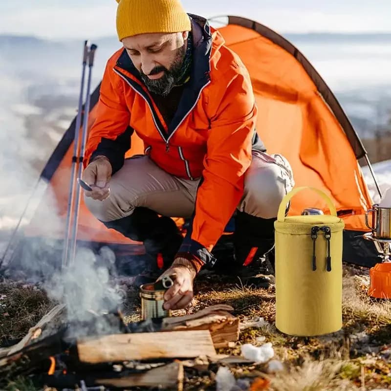 حقيبة تخزين أسطوانية لمحطات الغاز الخارجية مصباح غاز تخييم محمول مضاد للصدمات - 5