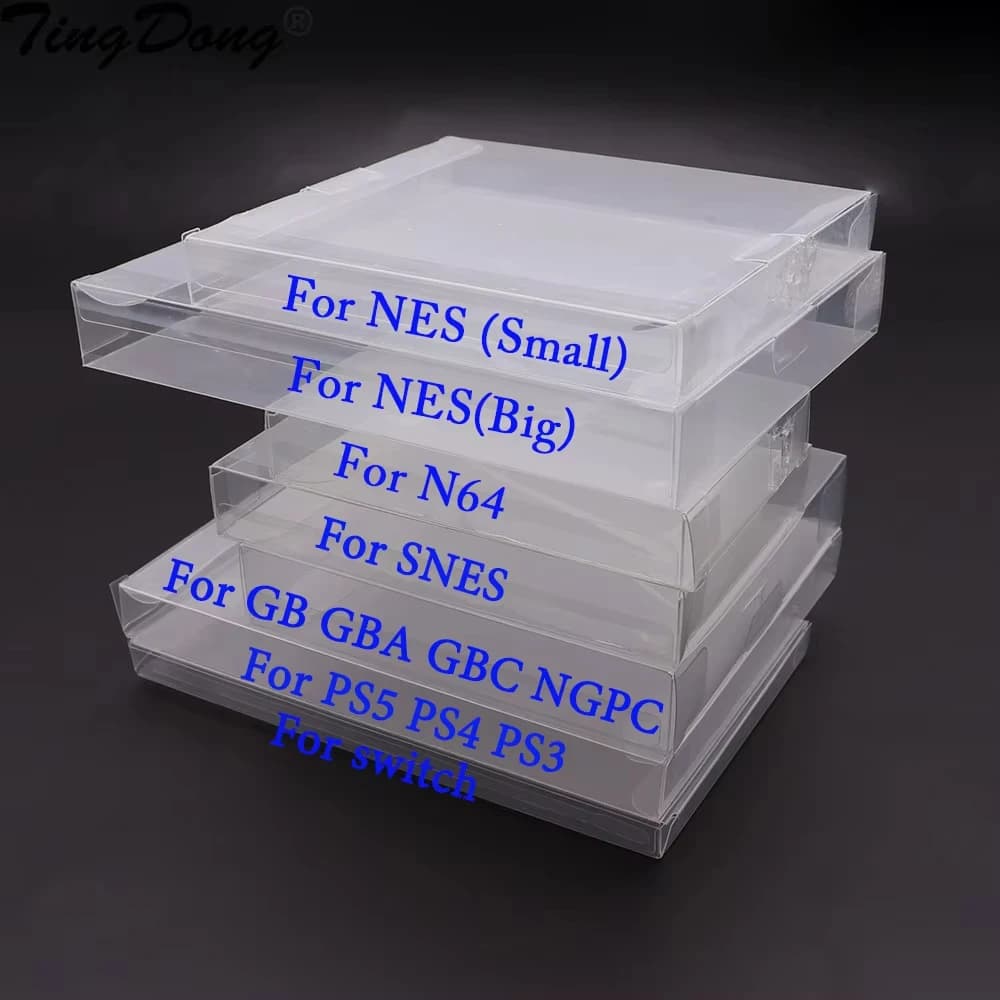 غطاء حماية شفاف للخراطيش، متوافق مع أجهزة GB وGBA وGBC وSNES وN64 وNES وNGPC وSwitch، علبة حماية لأجهزة PS5 وPS4 وPS3