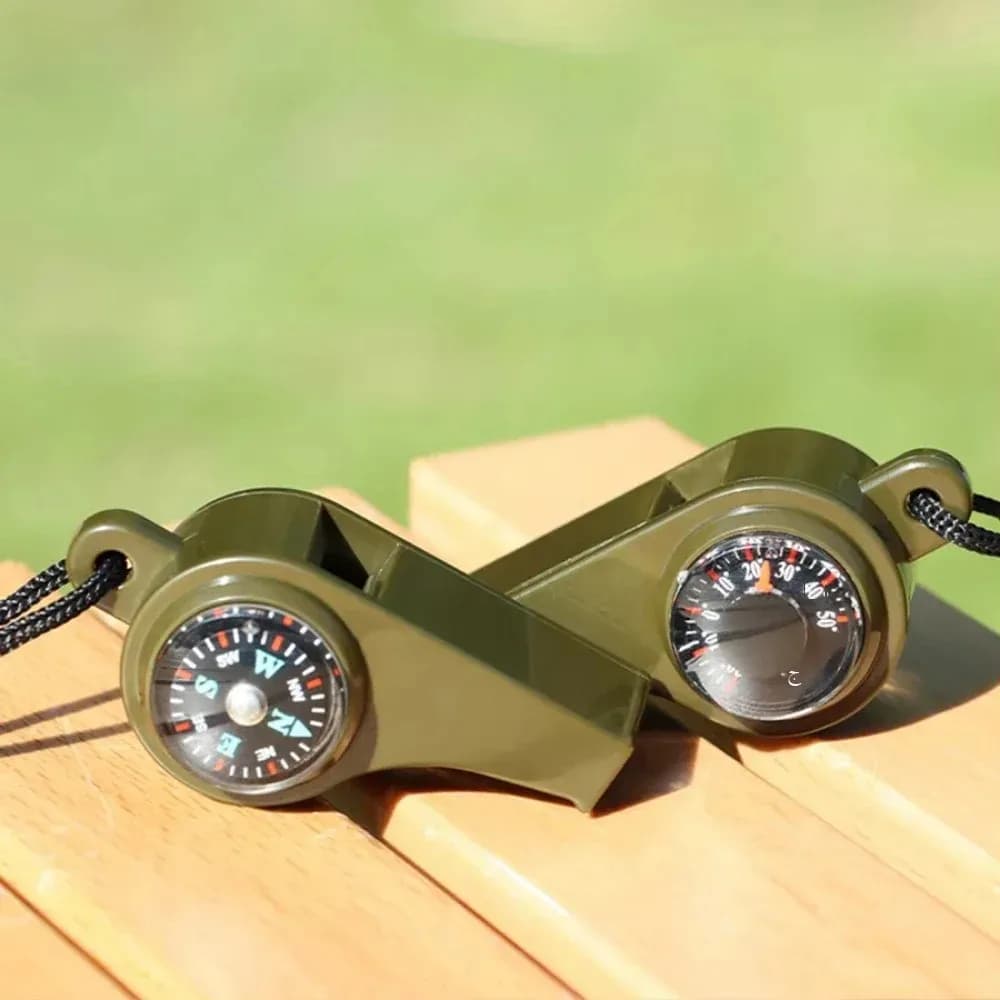 3in1 outdoor emergency whistle with compass, thermometer, outdoor whistle, convenient to carry suitable for camping and hiking - 3
