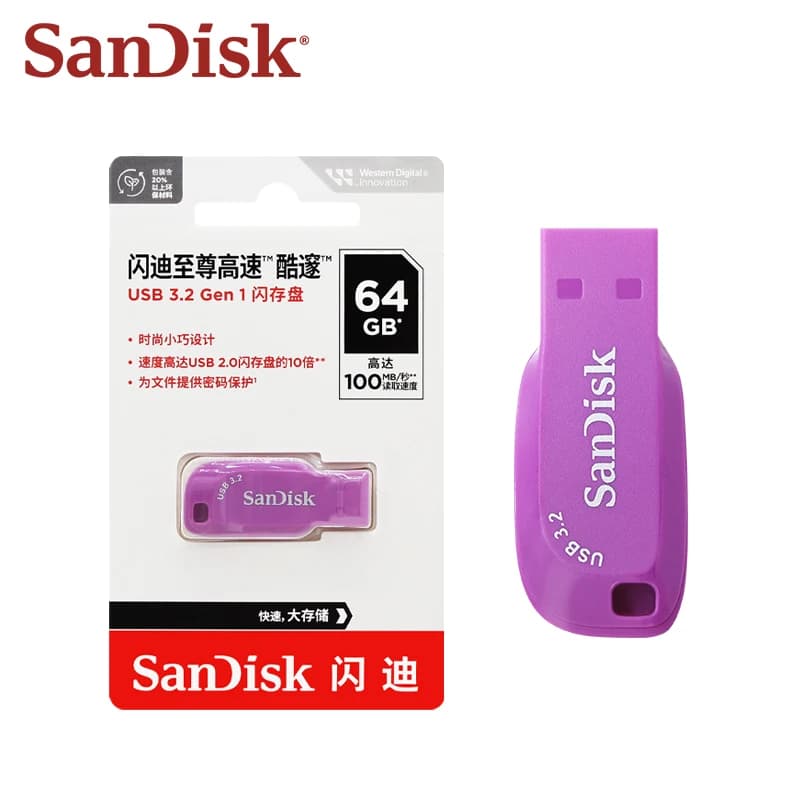 100% أصلي SanDisk محرك أقراص فلاش USB 3.2 CZ410 سعة 32 جيجابايت 64 جيجابايت 128 جيجابايت عالي السرعة مصغر U Disk ذاكرة USB صغيرة - 2