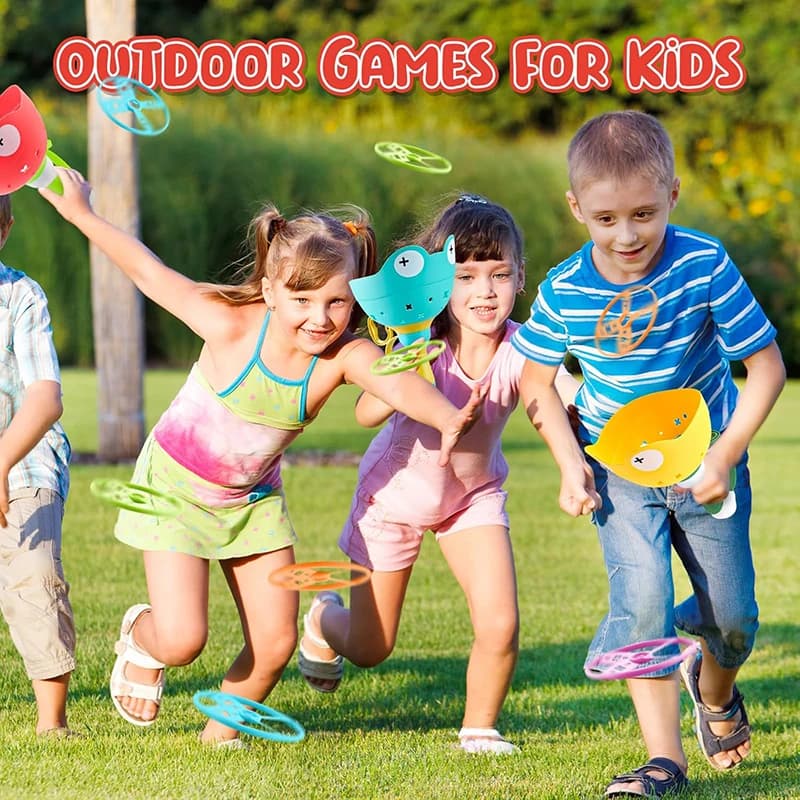 Pull String Flying Saucer Disc Launcher Kids Handle Flying Toys Throw Catch Outdoor Sport Children Garden Game Gift For Boy Girl - 2