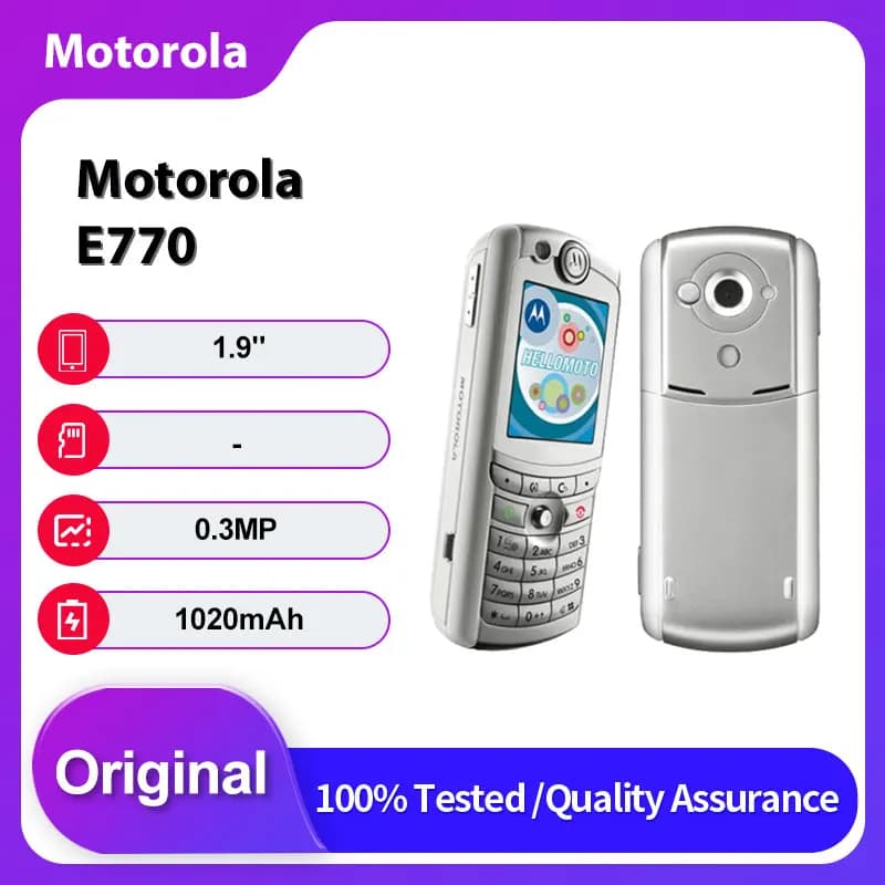 Original Unlocked Motorola E770 3G 1020mAh GSM 900 / 1800 / 1900 0.3MP Mobile Phone Only Support English
