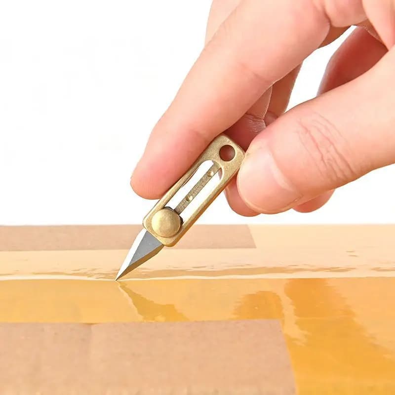 Mini Brass Push Knife Keychain Portable Edc Keychain Pendant Unpacking Express Opener Outdoor Camping Tool Mini Knife Key Ring - 5