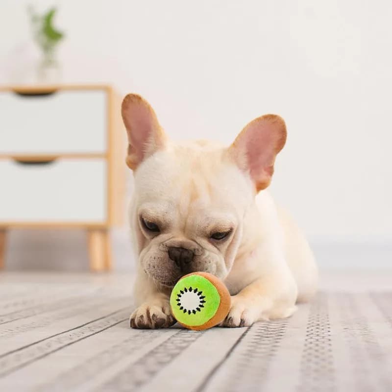 لعبة محشوة للحيوانات الأليفة أفوكادو كيوي لعبة صوتية لطحن الأسنان تنظيف الأسنان لتخفيف الملل لعبة مقاومة للعض للكلاب والقطط الصغيرة - 3