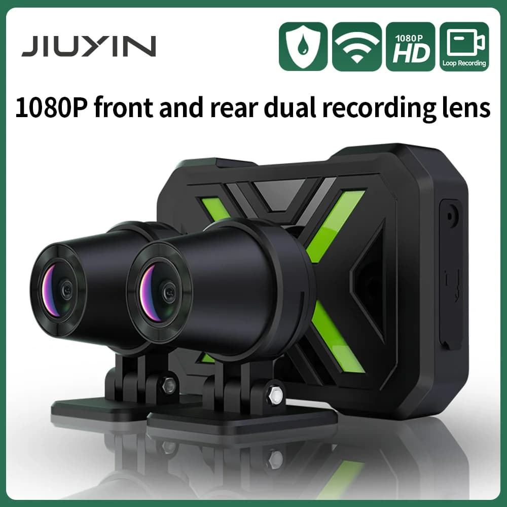JIUYIN Dual 1080P Motorcycle DVR Full Body Waterproof Moto Camera WiFi Dash Cam Front Rear Driving Video Recorder Black Box