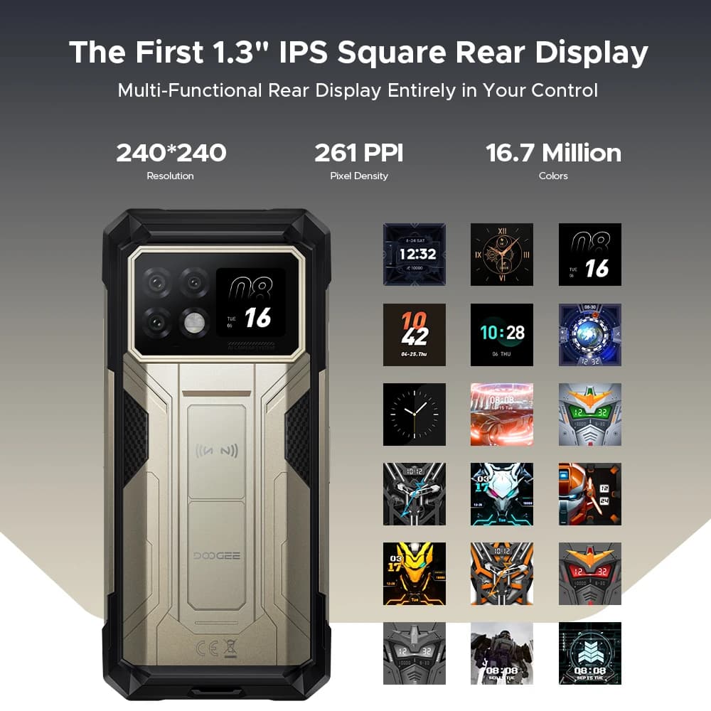 العرض الأول عالمياً لهاتف DOOGEE S200 Max المتين 16 جيجابايت 512 جيجابايت بطارية 22000 مللي أمبير 66 واط شاشة خلفية 1.32 بوصة شاشة 6.72 بوصة 120 هرتز معالج Dimensity 7050 تقنية NFC - 4