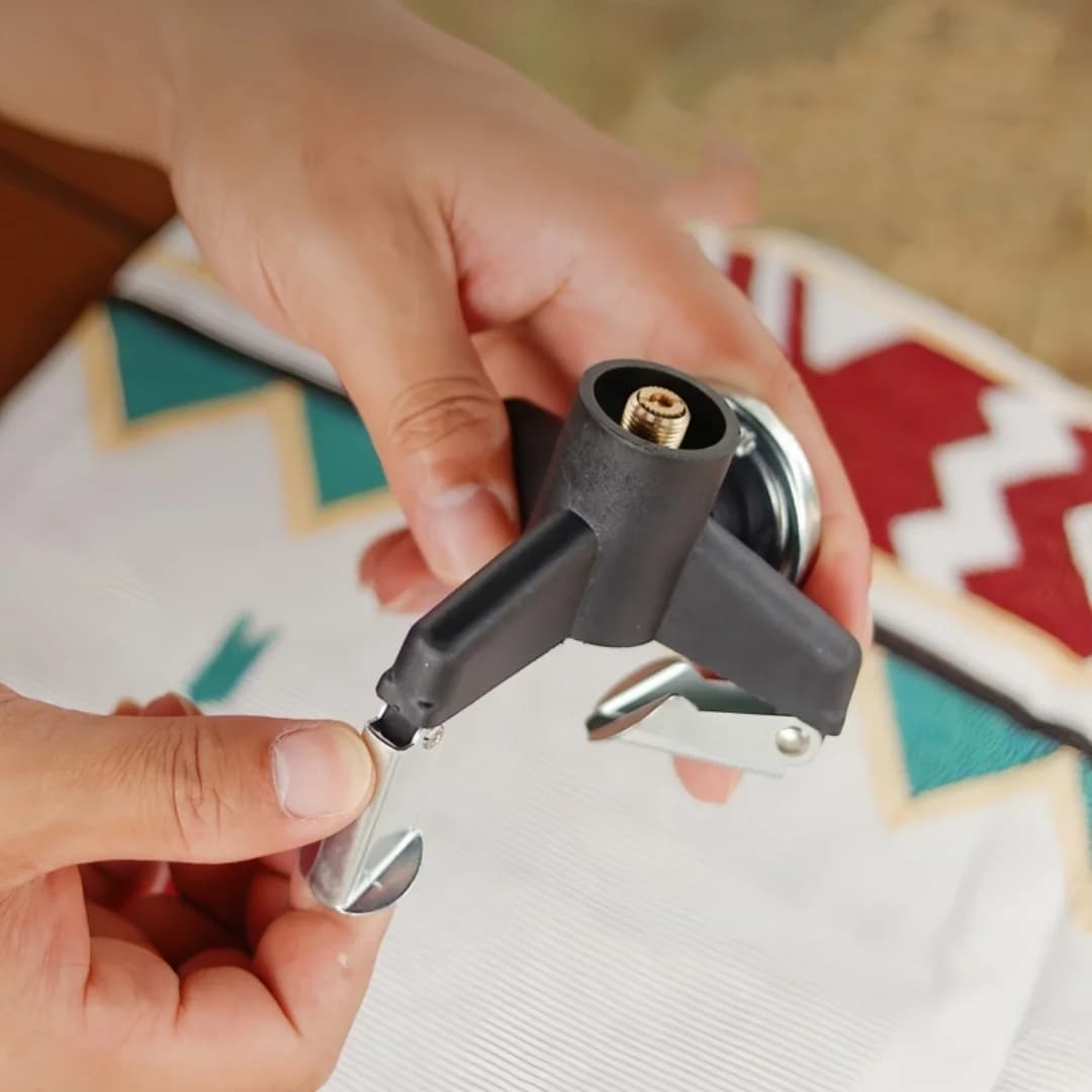 موصل محول موقد غاز تخييم محمول مع حامل ثلاثي قابل للطي من الفولاذ المقاوم للصدأ - معدات طبخ للمشي لمسافات طويلة - 4