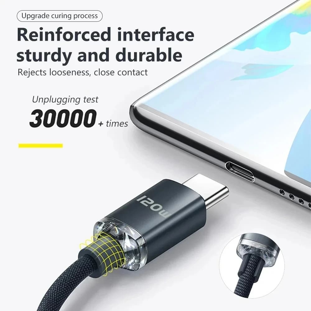 NNBILI جديد 120 واط USB-A إلى USB-C كابل لهاتف iPhone 15 16 17 سلسلة PD شحن سريع USB C سلك بيانات لشاومي أوبو سامسونج - 5