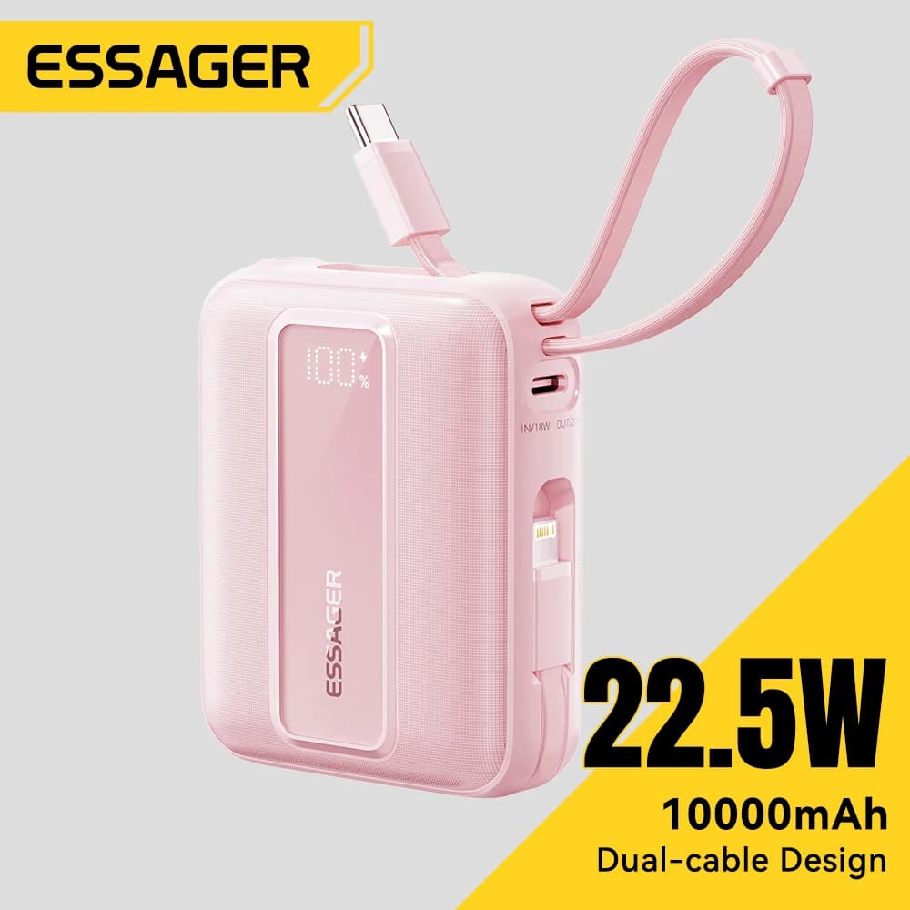 بنك طاقة من Essager بسعة 20000mAh، شحن سريع PD22.5W، شاحن بطارية خارجي محمول لهواتف آيفون وهواوي وآيباد