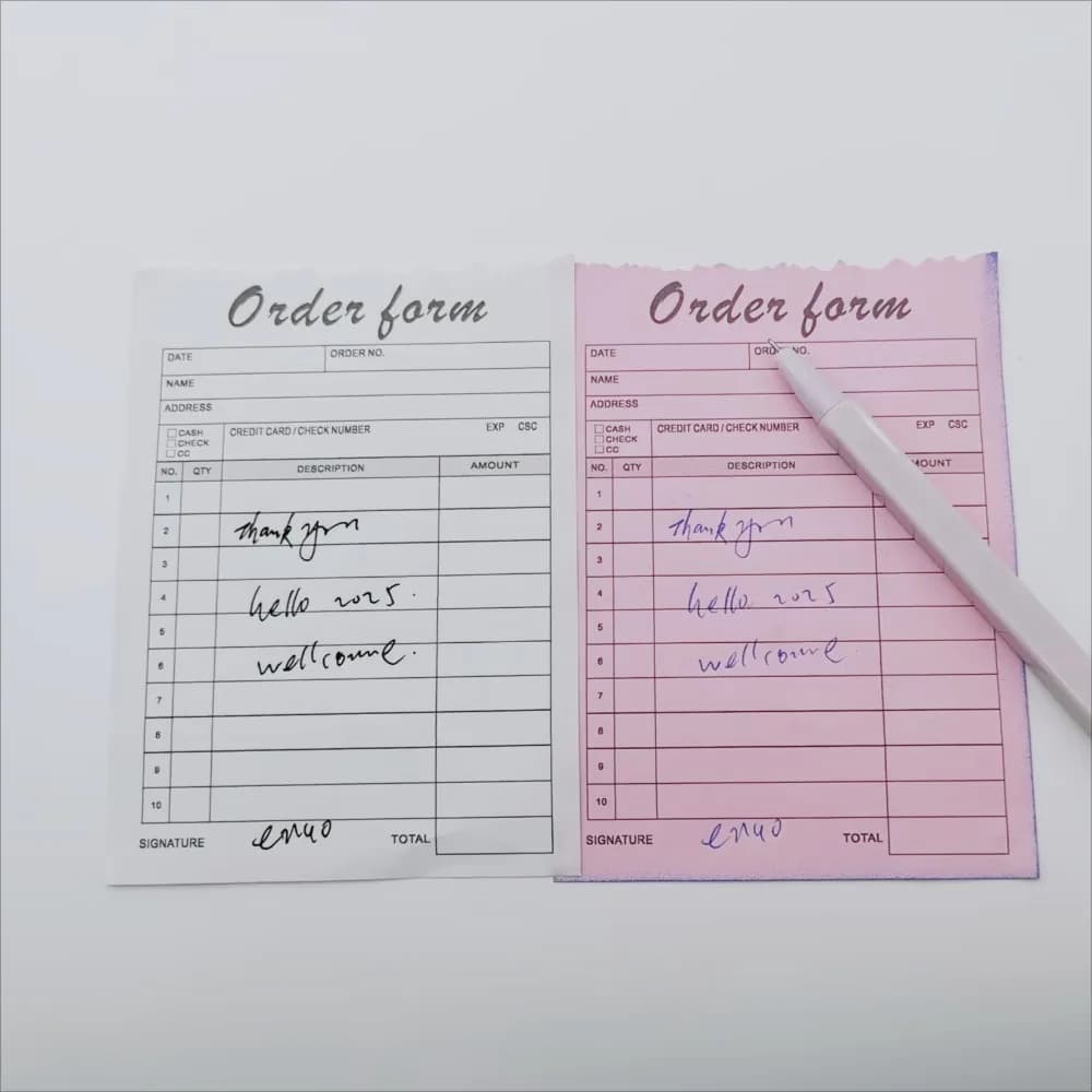 1/5 قطعة كتب إيصالات 'شكرًا لك' مع ورق مقوى، كتاب فاتورة مبيعات خالي من الكربون للأعمال الصغيرة، جزءين، مقاس 3.7 × 5.1 بوصة (مجموعة من 50) - 6