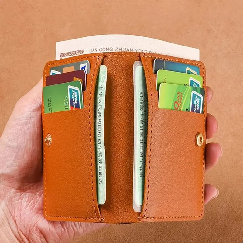 Leather Small Wallet for Men Short Simple Women's Purse Fashion Ultra Thin Credit Card Bag Coin Purse - 4