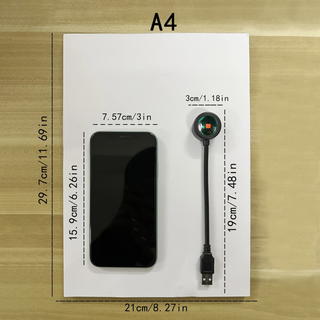 مصباح إسقاط غروب الشمس، مصباح جو ديكور منزلي USB، متعدد الزوايا قابل للدوران، مناسب لغرفة المعيشة وغرفة النوم المنزلية - 2