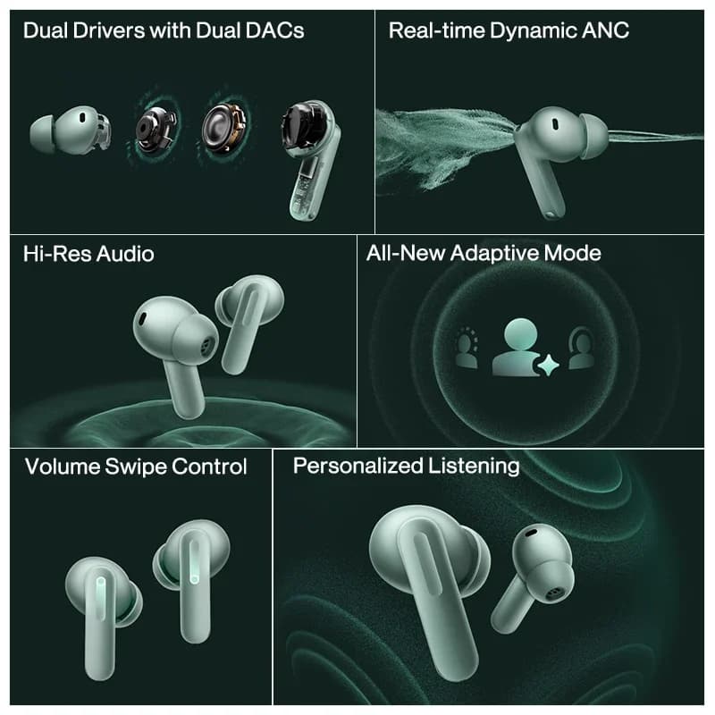 سماعات أذن لاسلكية OnePlus Buds 4 نسخة عالمية إلغاء ضوضاء 55dB سماعات أذن محمولة LHDC 5.0 بلوتوث 5.4 - 4