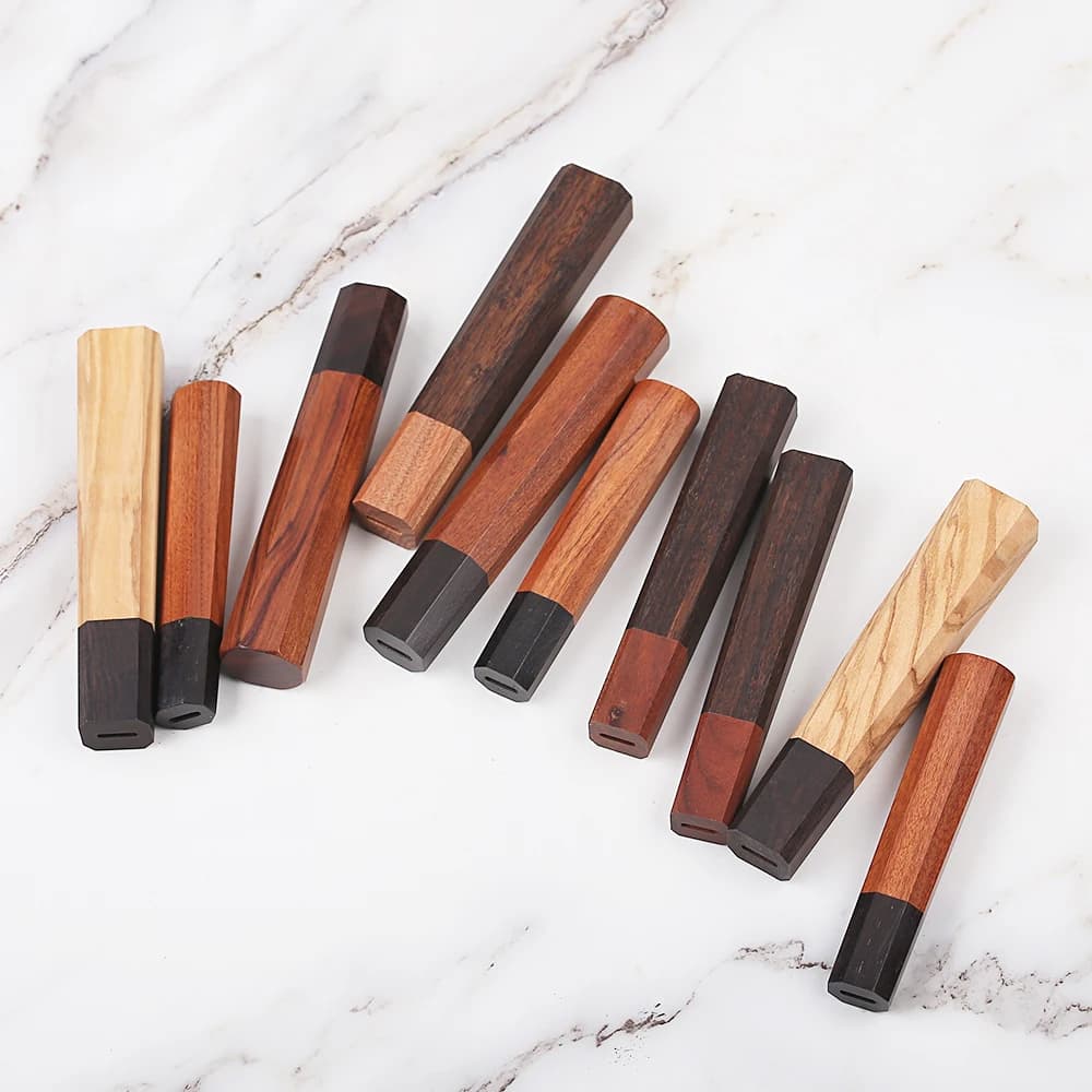 قطعة واحدة من مقبض سكين مثمن كلاسيكي ياباني، DIY، شبه مكتمل، يدوي، من فولاذ دمشق، مواد مقبض سكين المطبخ - 6