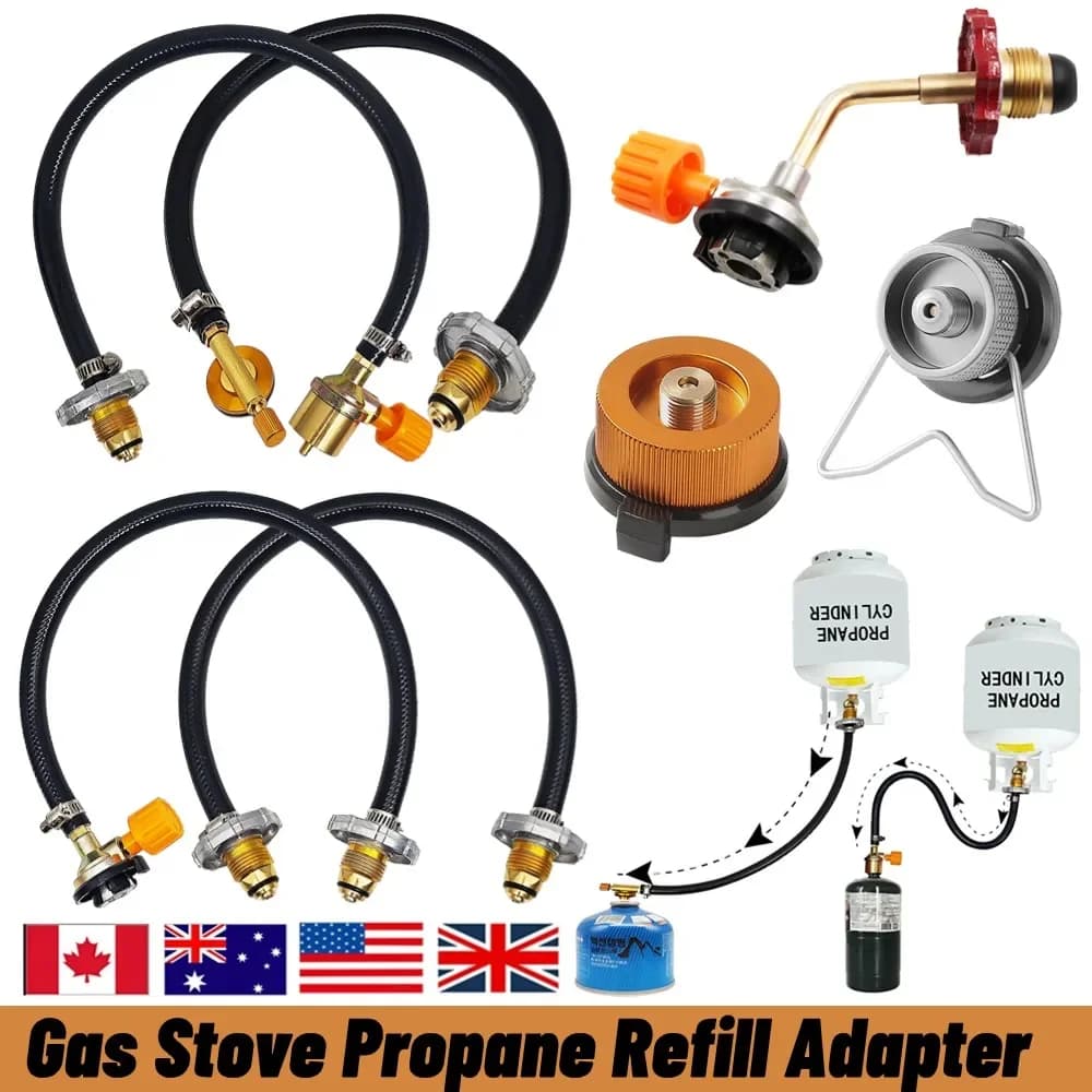 Gas Cylinder Filling Gas Adapter with ON-Off Control Valve Propane Extension Hose Copper Propane Refill Hose for Outdoor Camping