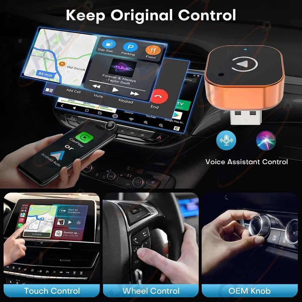 New Universal Wireless CarPlay Android Auto 2IN1 Wireless Adapter Smart Mini Box 5.8G WiFi Fast Connect Plug And Play - 5