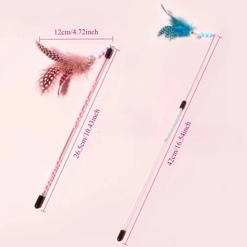 New Cat Toys Feather Cats Sticks Retractable Handle Cats Toy Feather Interactive Cat Toys with Kitten Teaser Toy Pet Products - 2