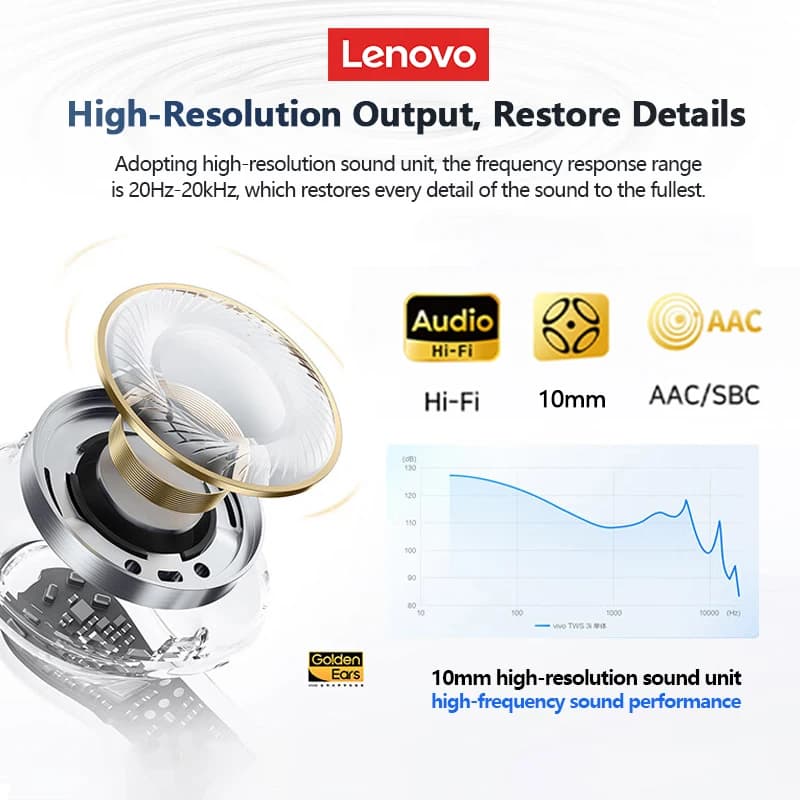سماعات أذن لينوفو XT58 الجديدة بلوتوث لاسلكية HIFI ستيريو مكالمات تقليل الضوضاء مع علبة شحن بشاشة LED - 4