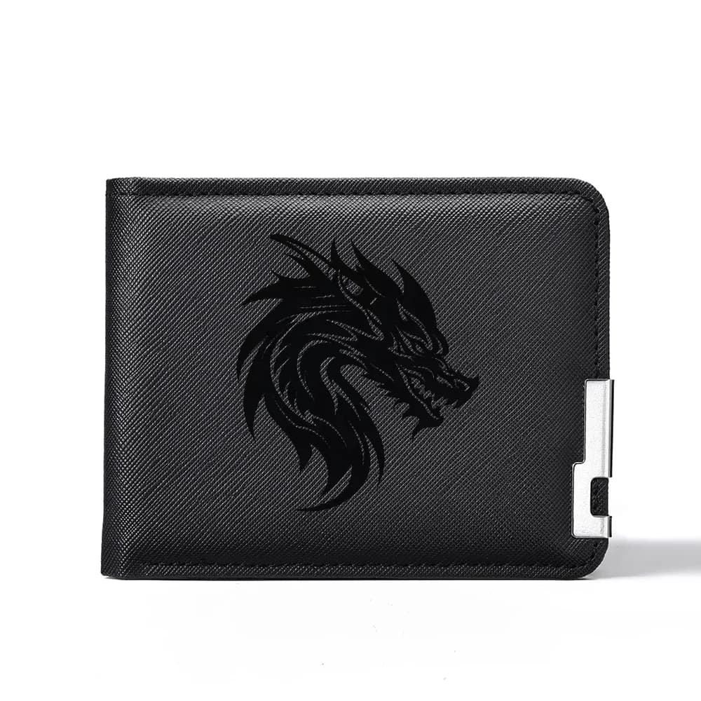 Men's Short Wallet PU Leather with Personalized Dragon Head Pattern Multi-functional Credit Card Storage Wallet - 5
