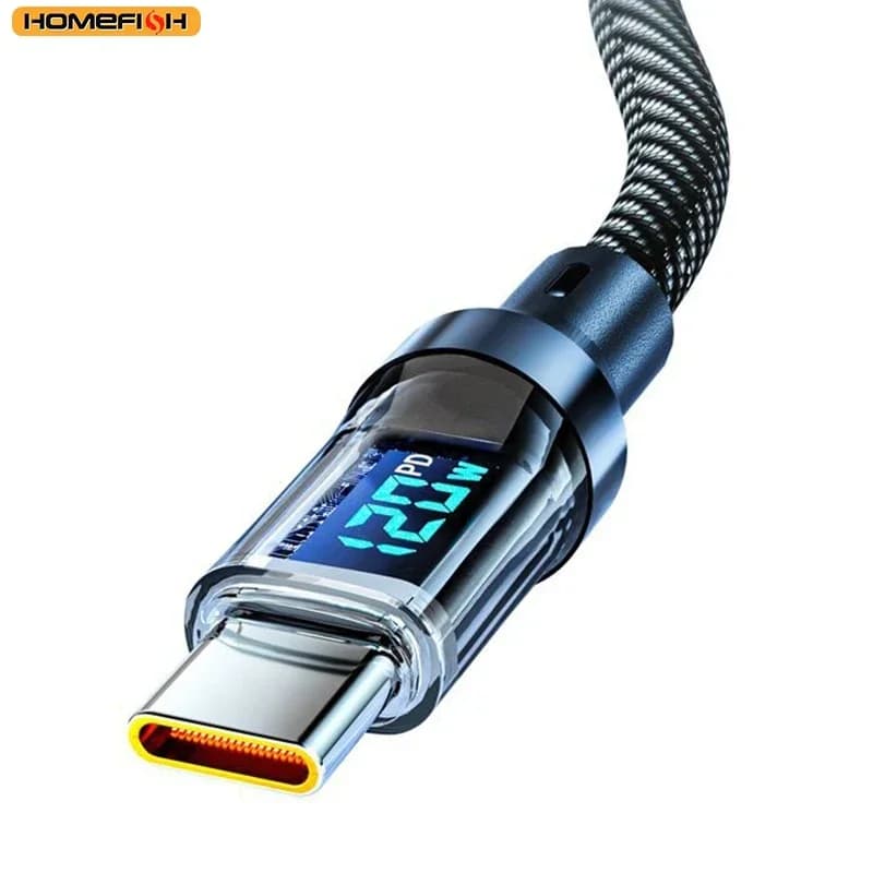 HOMEFISH 60W USB-C Super Fast Charging Cable with Digital Display, Braided Anti-Fracture Wire, Compatible with Type-C Devices - 6