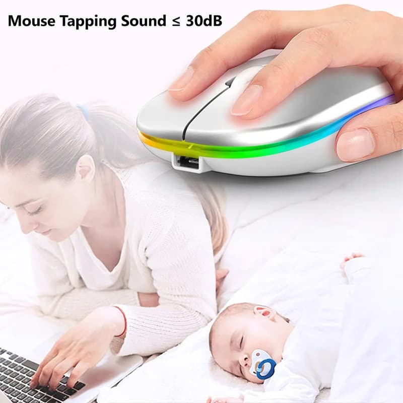 Wireless Mouse For Laptop PC Bluetooth RGB Rechargeable Mouses Wireless Computer Silent Mice LED Backlit Ergonomic Gaming Mouse - 5