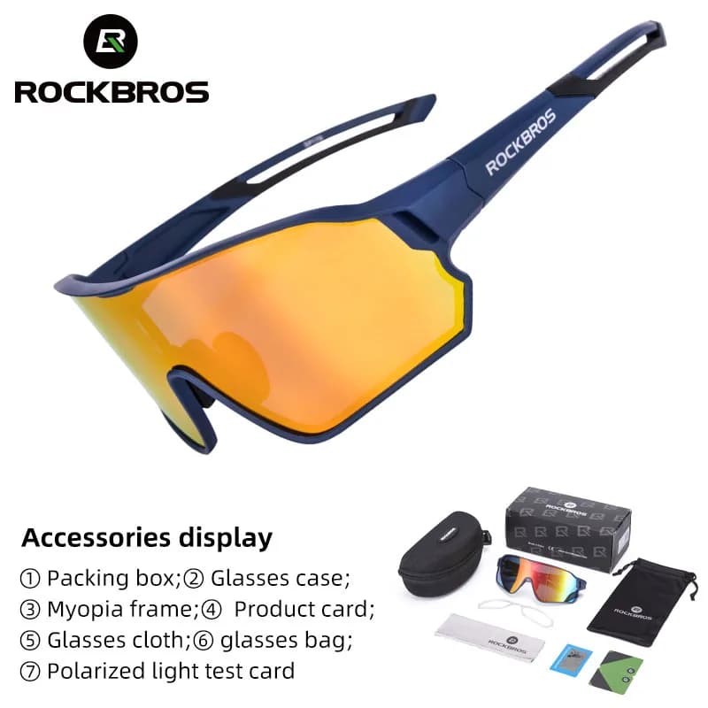 ROCKBROS Polarized Bike Glasses UV400 Sun Protection Cycling Sunglasses Ultralight Large Frame MTB Road Bicycle Eyewear Glasses - 6