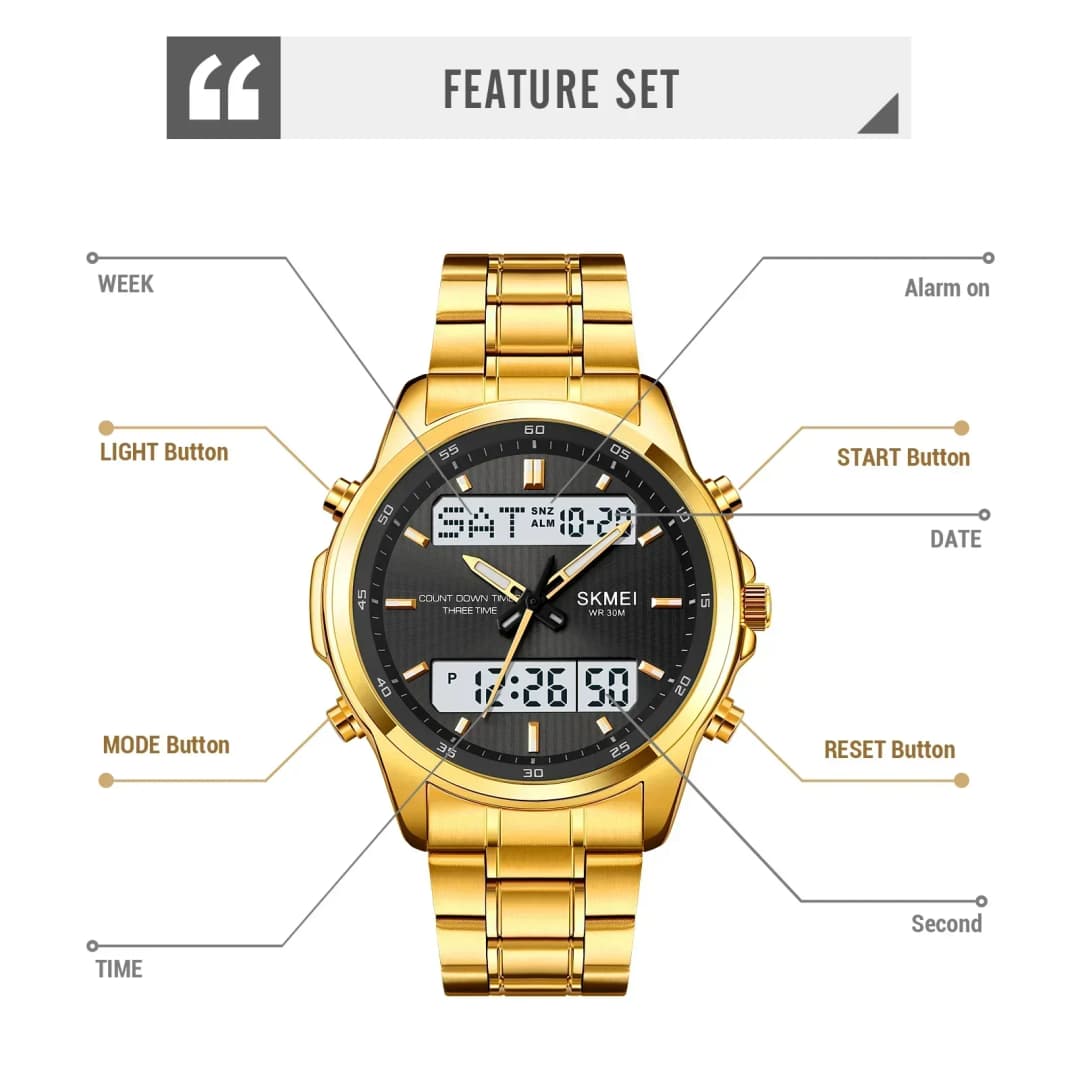 Skmei 2049 Fashion Watches  Men's Watch Backlit Sport Waterproof Alarm Clock 3 Time Countdown Timer Digital Watch - 5