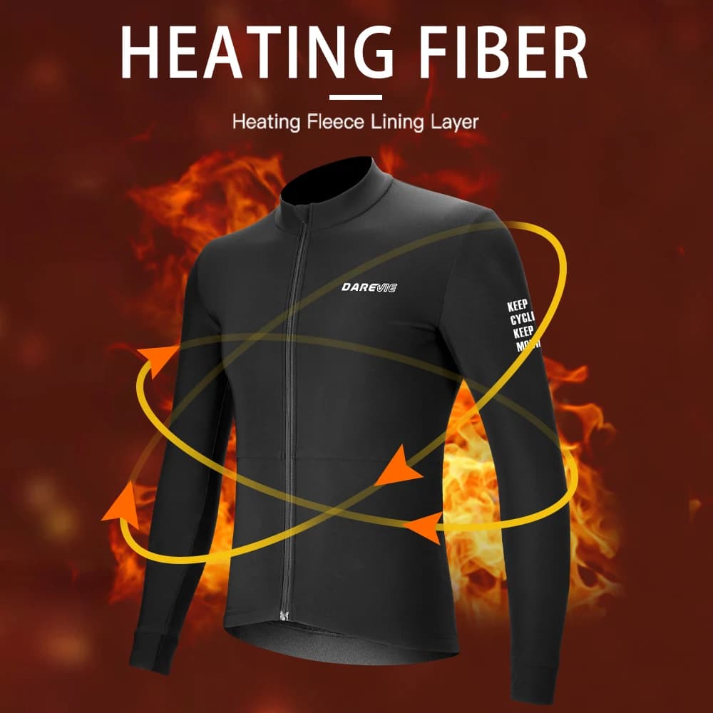 ملابس ركوب الدراجات الشتوية من DAREVIE، جيرسي صوفي حراري للرجال بأكمام طويلة، دافئ وناعم ومُهوى - 5