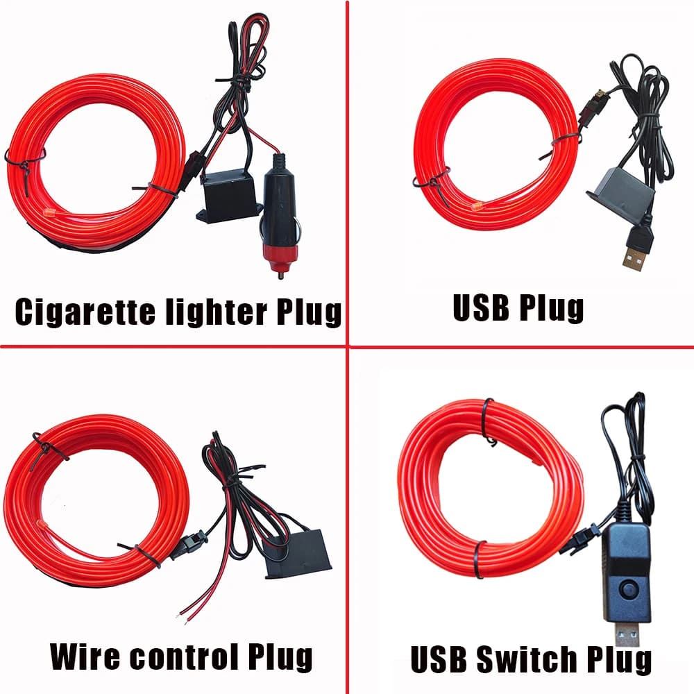 10 متر/1 متر/3 متر/5 متر سيارة الداخلية Led مصباح للزينة الأسلاك النيون قطاع للسيارات لتقوم بها بنفسك مرنة المحيطة ضوء USB جو الحفلات ديود - 2