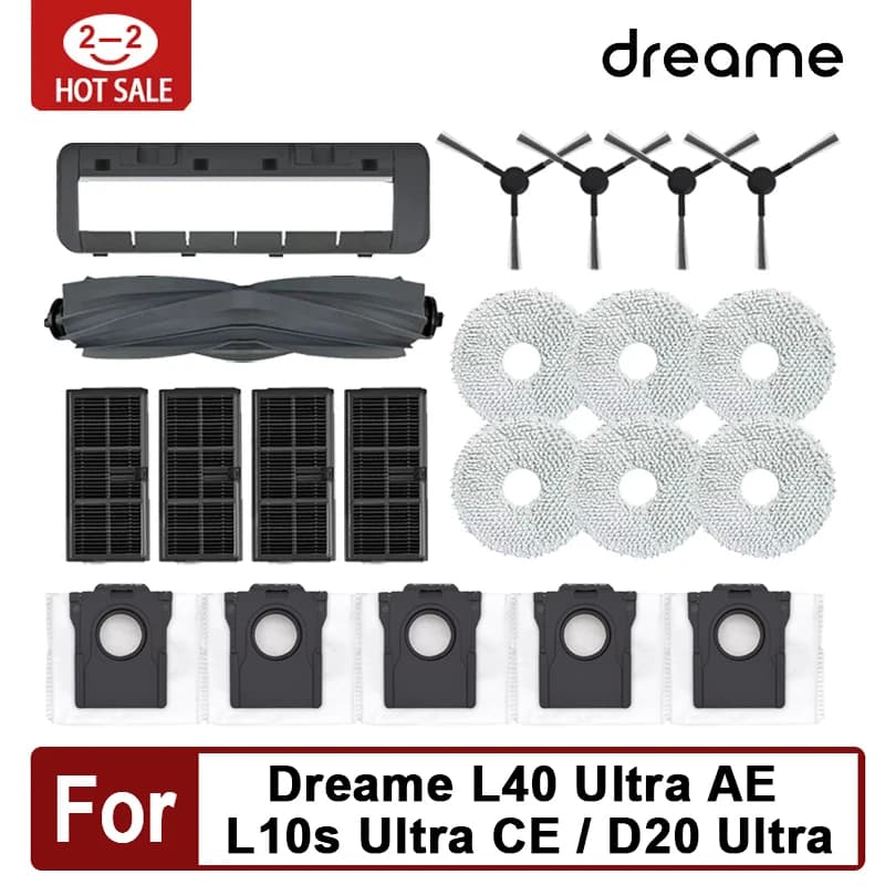 Dreame L10s Ultra CE/ L40 Ultra AE/D20 Ultra sweeping robot vacuum cleaner accessories/main brush/side brush/rag/dust bag