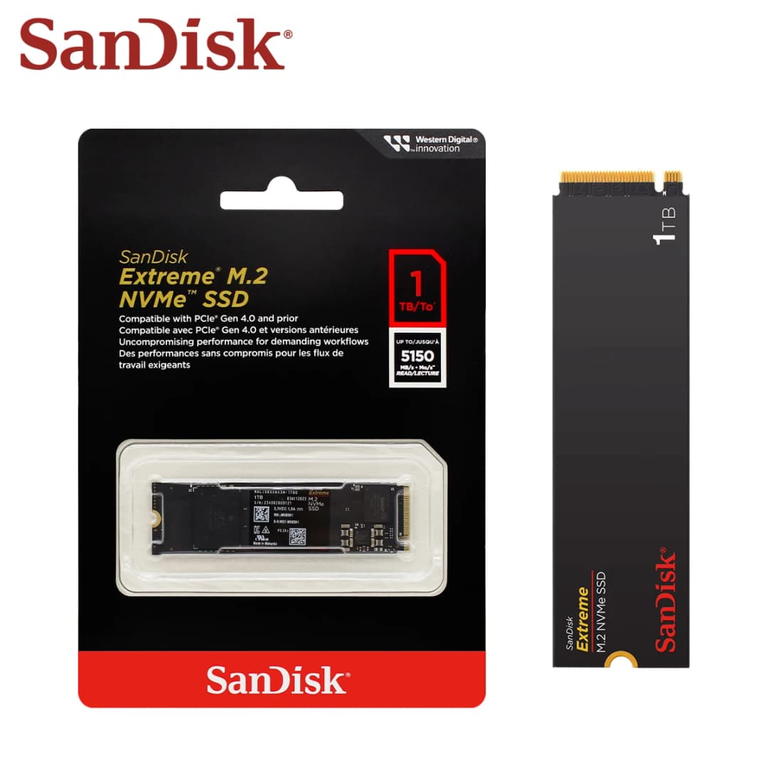 SanDisk Extreme M.2 2280 NVMe PCIe Gen 4.0 SSD سرعة قراءة تصل إلى 5150 ميجابايت/ثانية 2 تيرابايت 1 تيرابايت 500 جيجابايت محرك أقراص صلبة داخلي لأجهزة الكمبيوتر المحمولة - 2