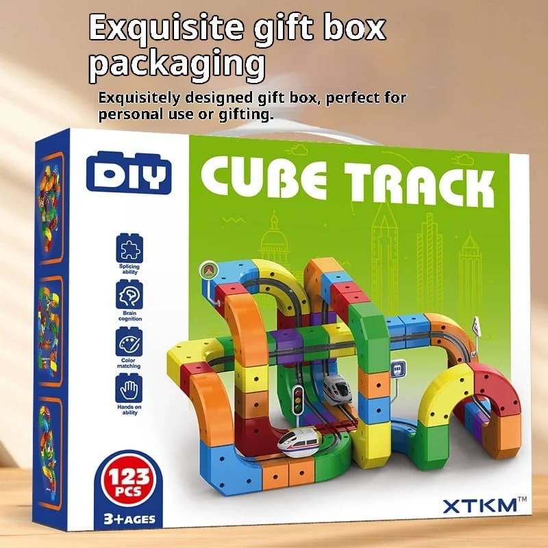 مجموعة المسارات المغناطيسية الكهربائية لعبة بناء الجذعية مع مركبات مضادة للجاذبية 100 + قطعة نموذج السكك الحديدية ذاتية الصنع هدية إبداعية للأطفال