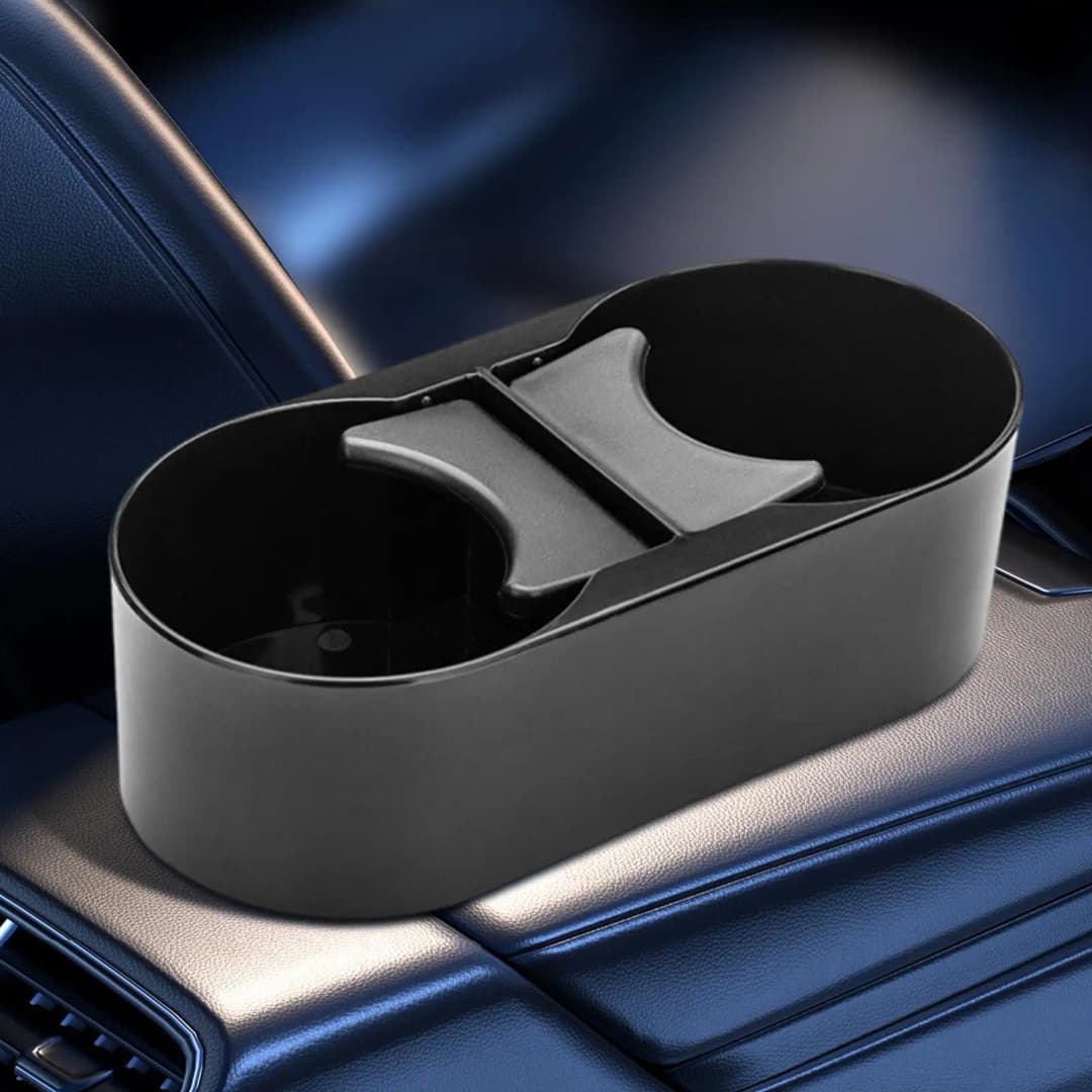 حامل مشروبات مزدوج للسيارة، حامل أكواب ثابت للسيارة، منظم وحدة التحكم، حامل مشروبات مقاوم للانزلاق للسيارة - 2