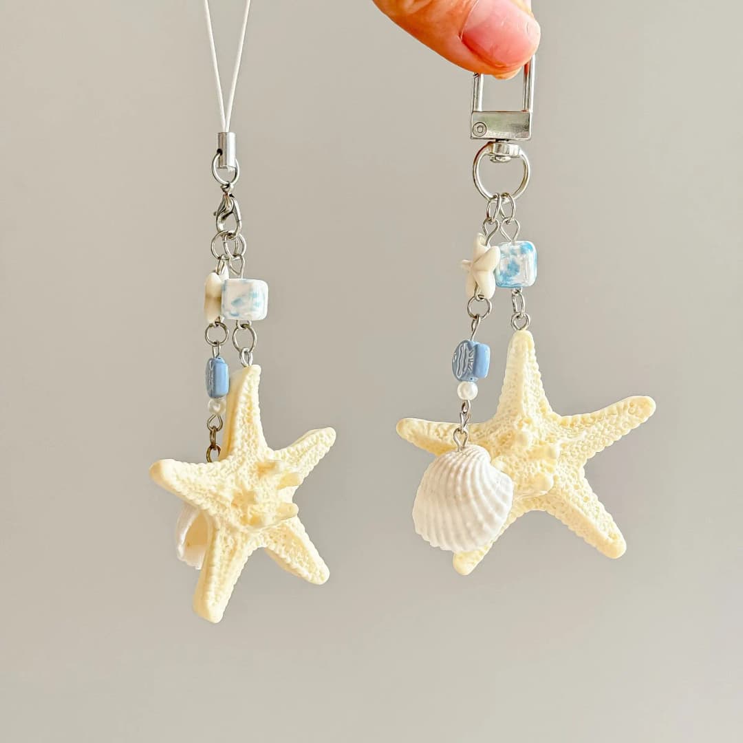 New Natural Shell Decorative Keychain Starfish Versatile Mobile Pendant Ocean Wind Travel Bag Hanger Fashion Key Chains Jewelry - 2