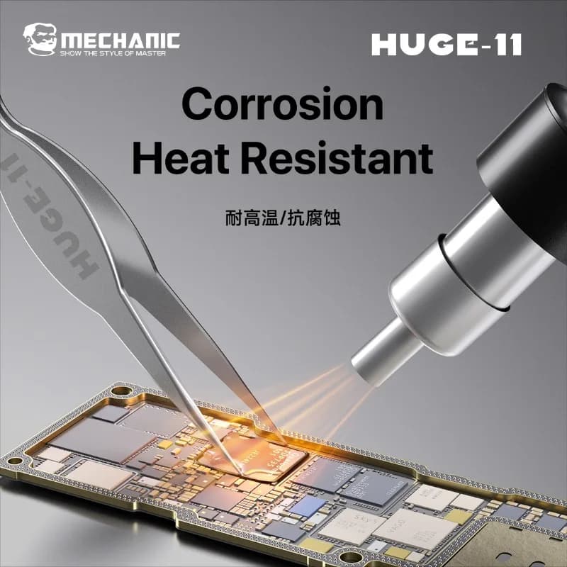 MECHNAIC HUGE-11 High-Hardness Wide Body Tweezers Corrosion-Resistant for Mobile Phone Repair PCB Chip Screws Clamping Tools - 5