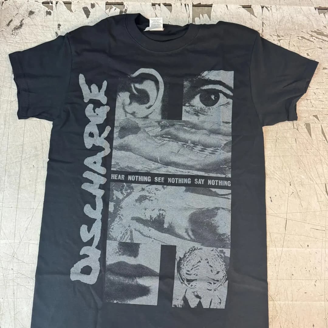 Discharge Hear Nothing Say 80 amp 39 s Repro OFFICIAL vintage Washed streetwear Versatile Comfortable homme Casual fashion