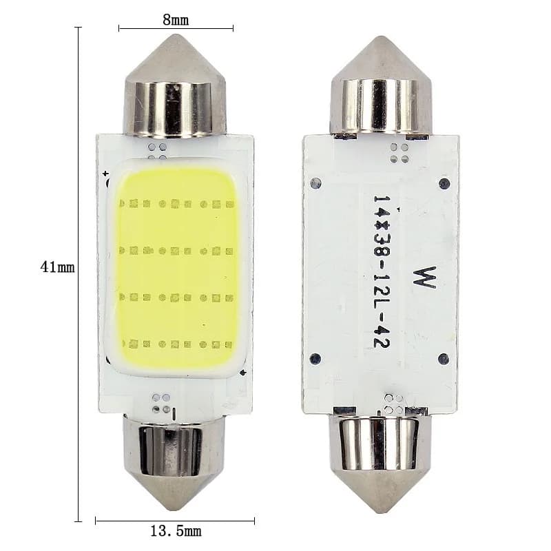 1x C10W C5W LED COB Festoon 31mm 36mm 39mm 41/42mm 12V White bulbs for cars License plate Interior Reading Light 6500K 12SMD - 5