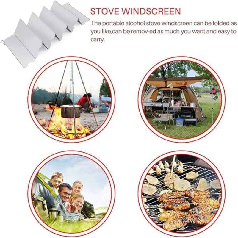 Ultra-Lightweight Aluminum Alloy Wind Shields for Camping Stoves Foldable with Inserts Ideal for Outdoor Cooking and Picnics - 5