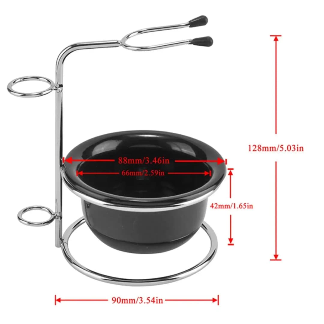 مجموعة حلاقة للرجال بمقبض خشبي، فرشاة حلاقة ناعمة، حامل من الفولاذ المقاوم للصدأ ووعاء حلاقة من مادة ABS - 4