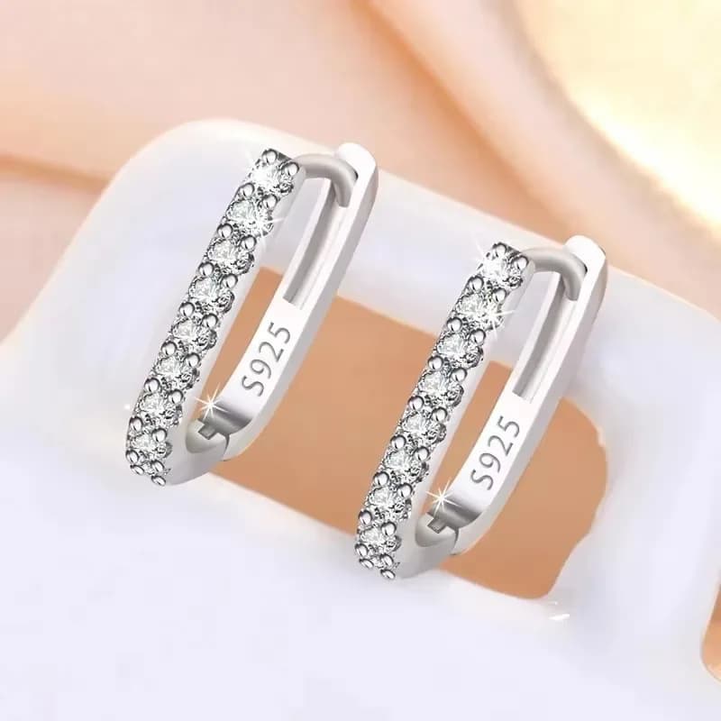 925 Sterling Silver  Circle Hoop Earrings for Women Fashion Luxury  Crystal Zirconia Earrings Party Wedding Versatile Jewelry - 5