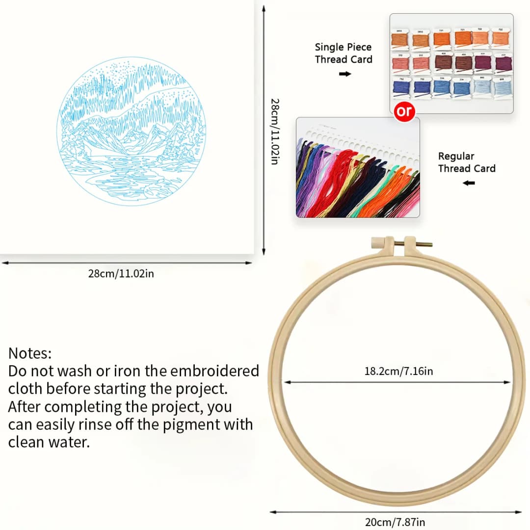 مجموعة تطريز أورورا DIY - عبر الإبرة للمبتدئين - فن الخياطة المطبوع - ديكور منزلي وفن الإبرة - 5