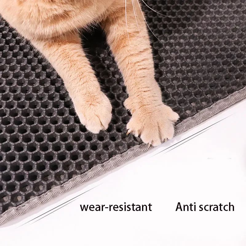 Cat Litter Mat Double Layer Waterproof Urine Proof Trapping Mat Easy to Clean Non-Slip Toilet Pad  Cat Scratch Pad Large Foot Pa - 3