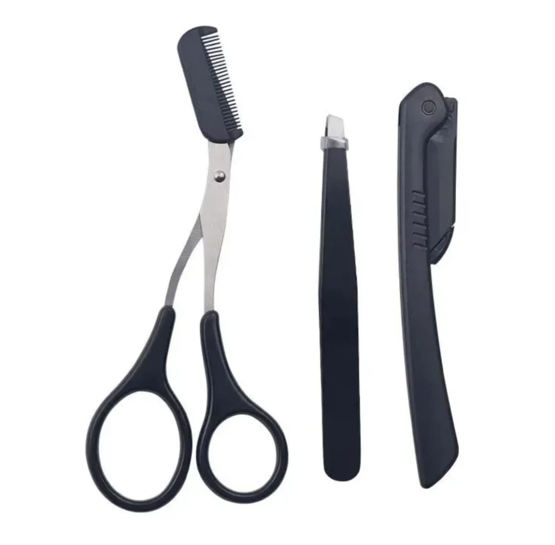 【Hot sales】Three-piece stainless steel eyebrow clip comb Scissors Eyebrow trimmer Eyebrow trimmer tool - 4