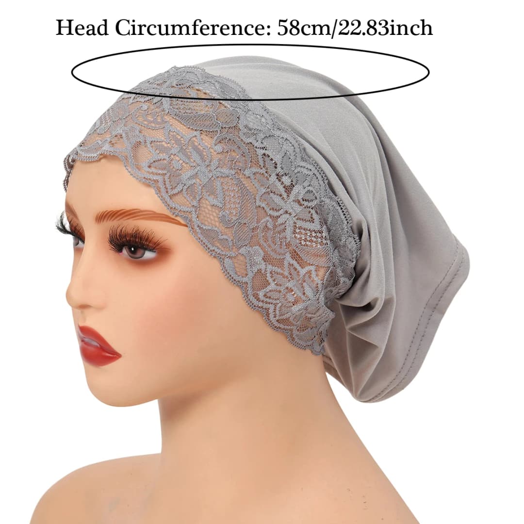 2025 New Inner Hijab Undercap With Lace Muslim Turban Islam Underscarf Hijab Bonnet Soft Stretch HIjabs Tube Cap Turbante - 3