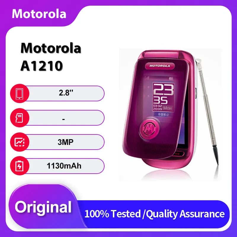Original Unlocked Motorola A1210 2G 1130mAh GSM 900 / 1800 / 1900 Mobile Phone