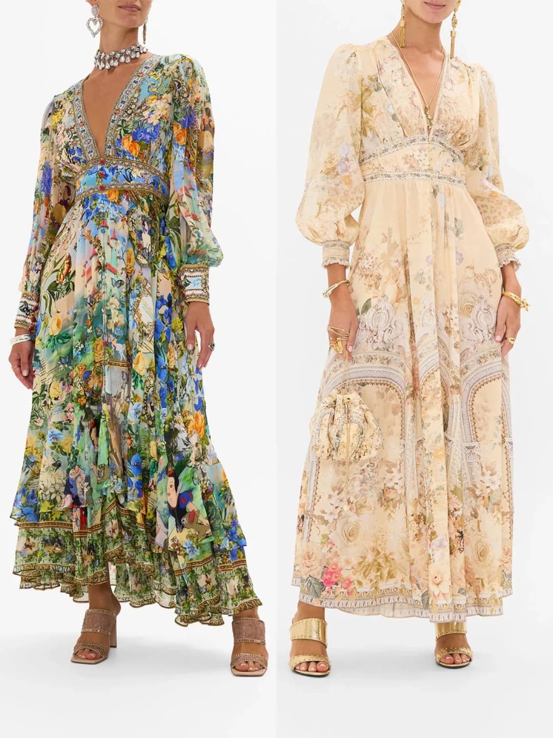 ملابس نسائية جديدة، وصول حديث، مبيعات ساخنة، قميص طويل الأكمام بطباعة، ياقة V، أكمام منفوخة، مربوط عند الخصر، موضة صيف أوروبية وأمريكية - 2