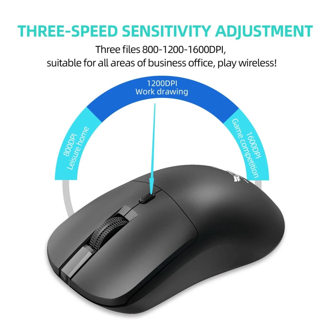 2.4G Wireless Mouse Ergonomic Adjustable 800-1200-1600 DPI Lightweight Rechargeable Office Gaming Mice For PC/Laptop/Macbook Pro - 3