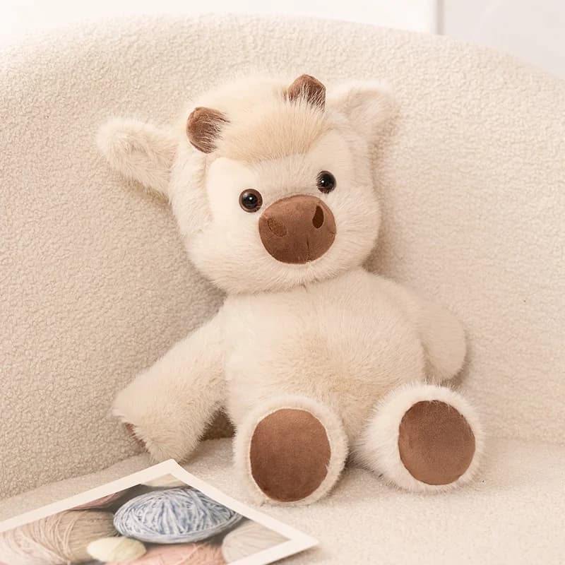 Adorable Highland Cattle Plush Toy 45cm - Huggable Running Cow Stuffed Animal Made with Premium Soft Fabric, Soothing Companion - 4